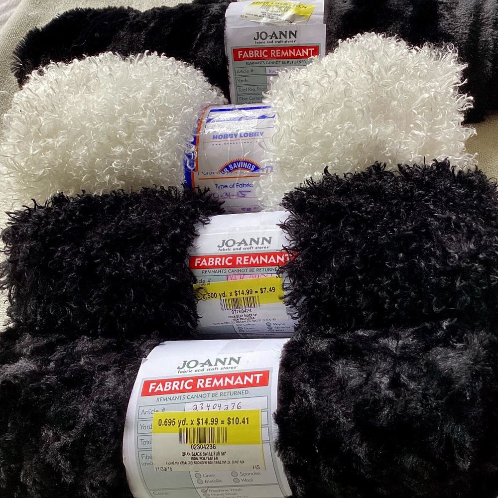 Silky Faux Fur Fabric, 4 pieces